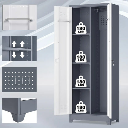 Broom Closet Storage Cabinet with Locking Doors 1