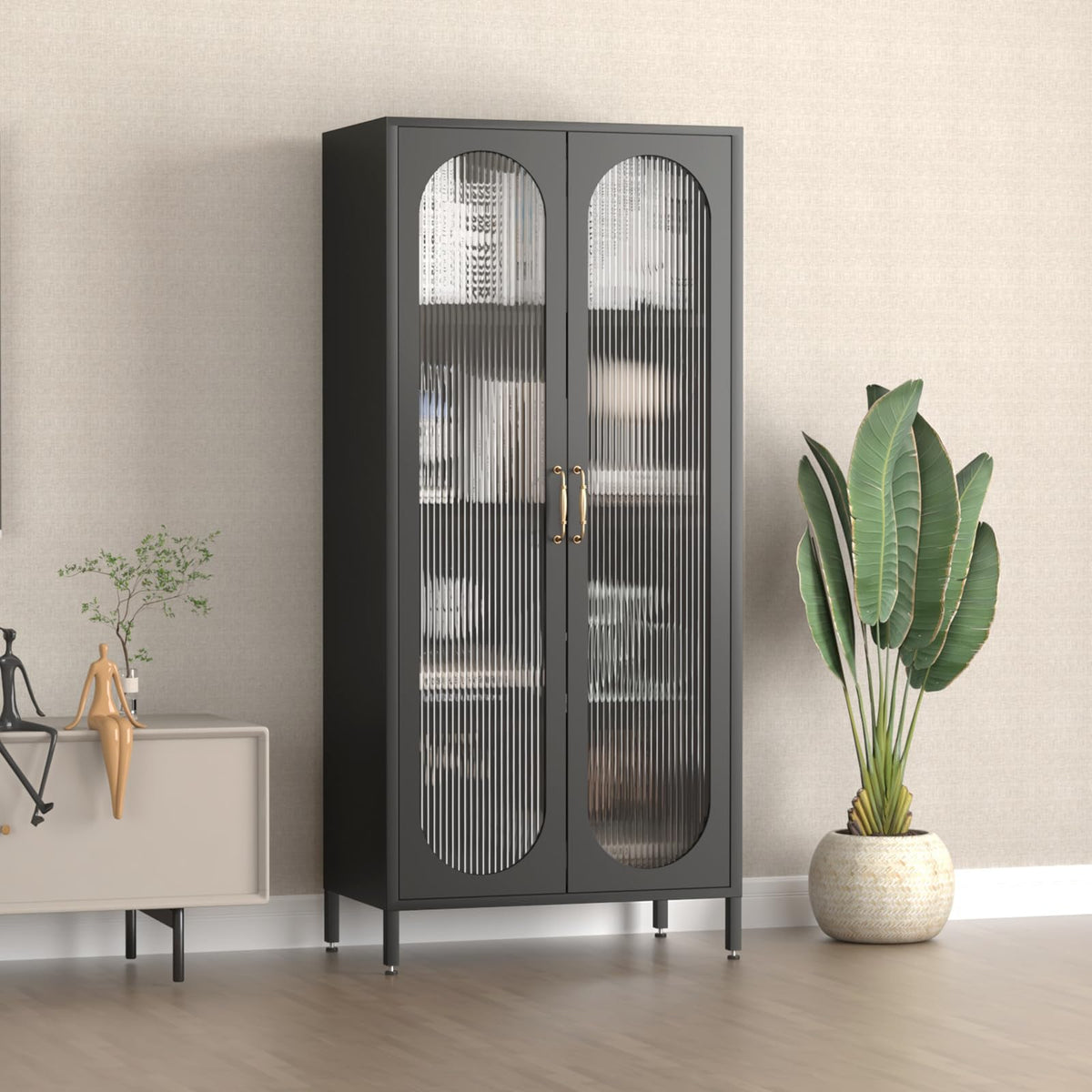 Display Cabinet with Glass Doors Living Room