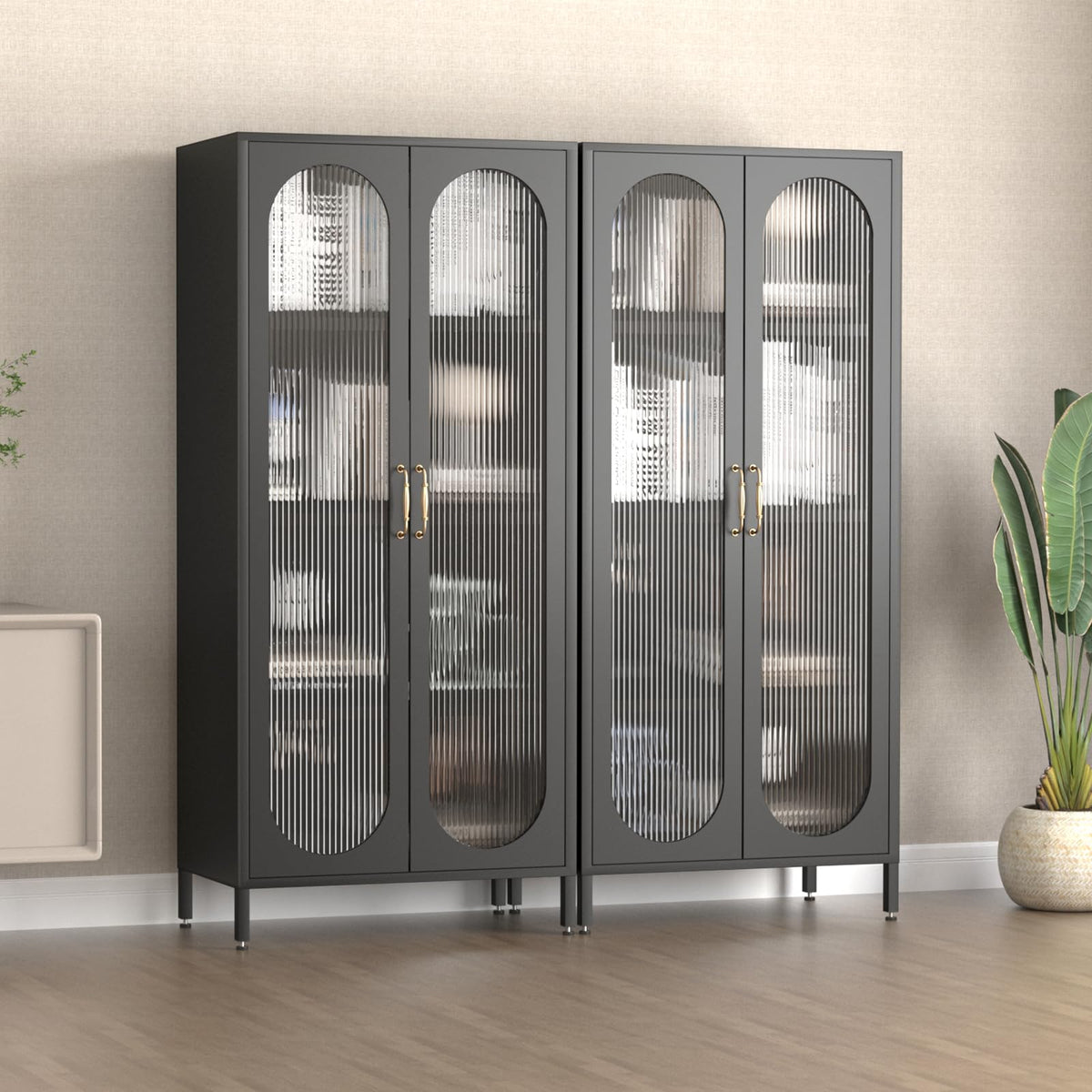 Display Cabinet with Glass Doors Office #black