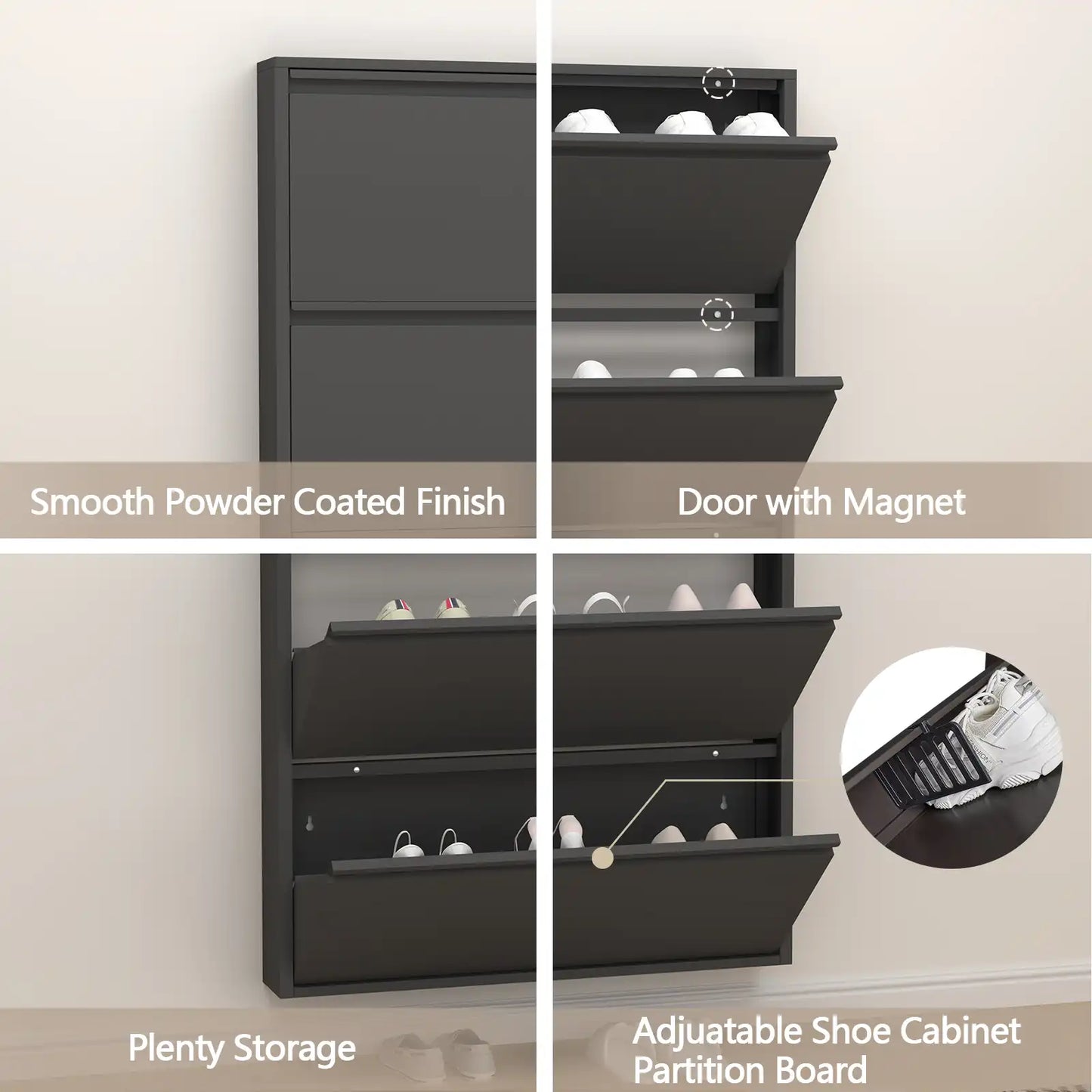Flip Drawer Steel Shoe Rack Cabinet 11 #black #4 flip drawers