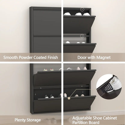 Flip Drawer Steel Shoe Rack Cabinet 11 flip drawers