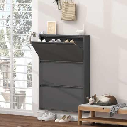 Flip Drawer Steel Shoe Rack Cabinet 14 flip drawers