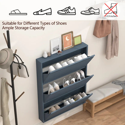 Flip Drawer Steel Shoe Rack Cabinet 4 flip drawers