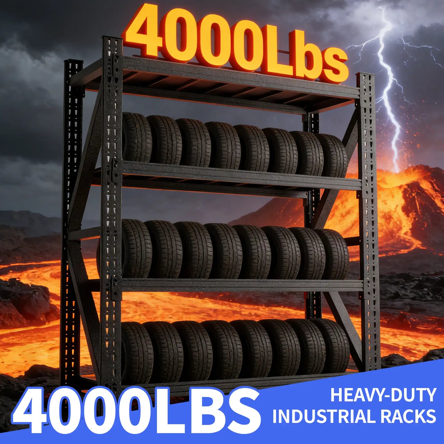Greatmeet 59" W 4-Tier Heavy Duty Steel Storage Racks, 4000 LBS Capacity