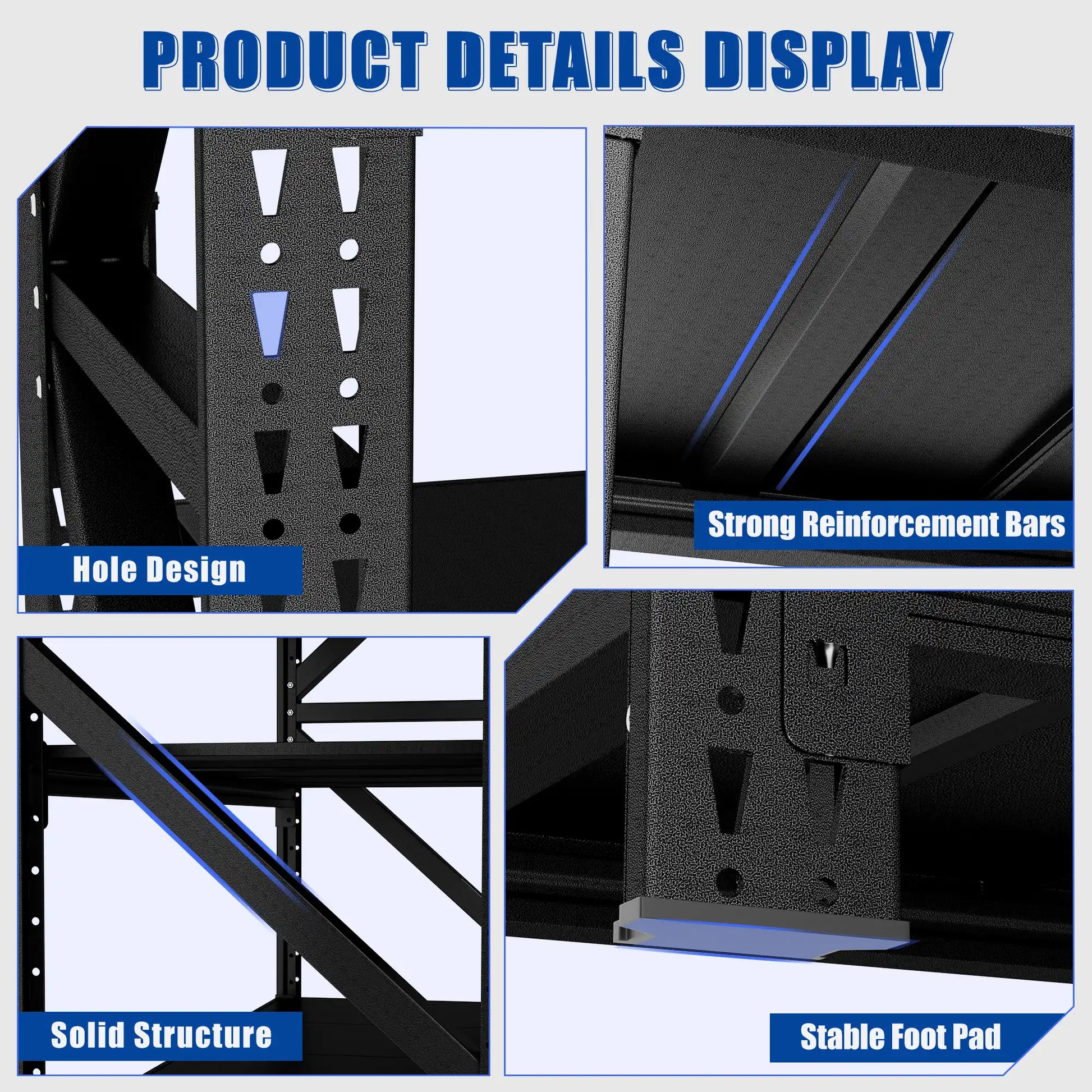 Greatmeet 59" W 4-Tier Heavy Duty Steel Storage Racks, 4000 LBS Capacity