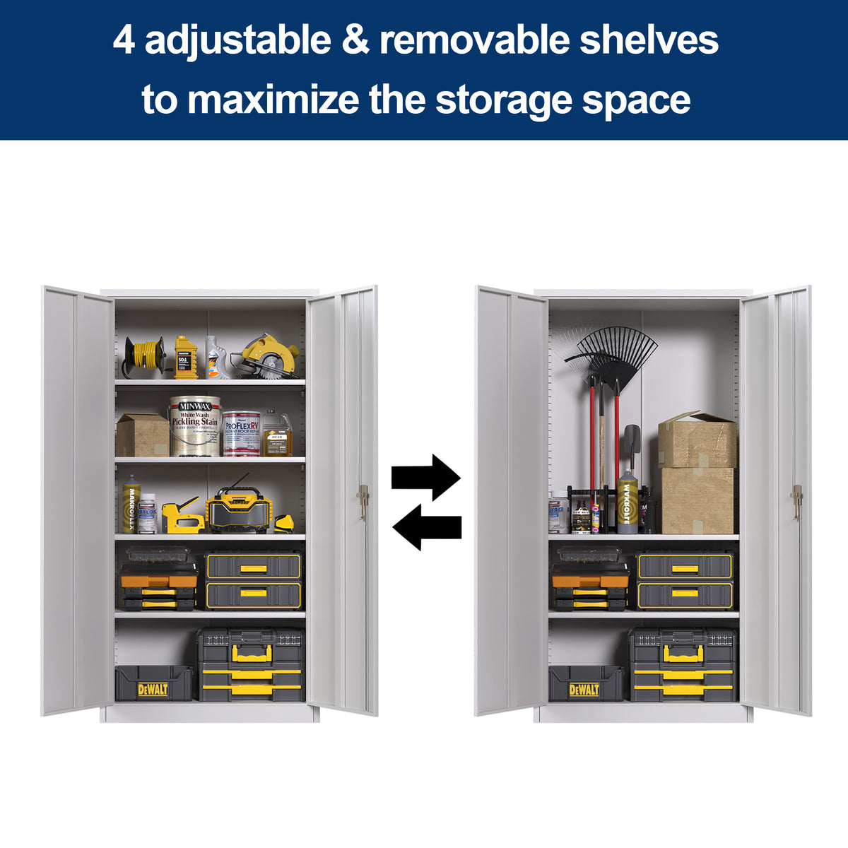 Grey Metal Storage Cabinet adjustable shelves #grey