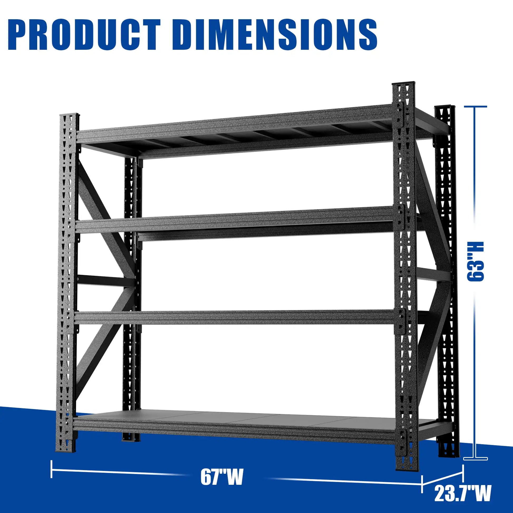 Greatmeet 67" W 4-Tier Heavy Duty Metal Storage Racks for Garage, 5000 LBS Capacity