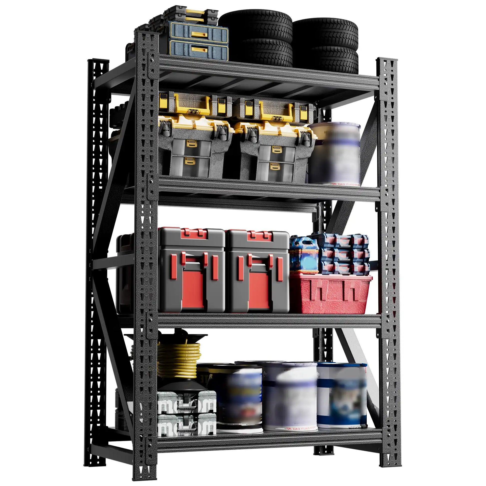 Greatmeet 69"H 4-Tier Heavy Duty Metal Shelf, 4000 LBS Capacity Adjustable Storage Racks for Garage, Warehouse