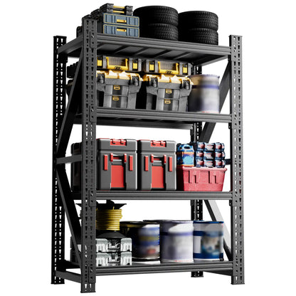 Greatmeet 69"H 4-Tier Heavy Duty Metal Shelf, 4000 LBS Capacity Adjustable Storage Racks for Garage, Warehouse