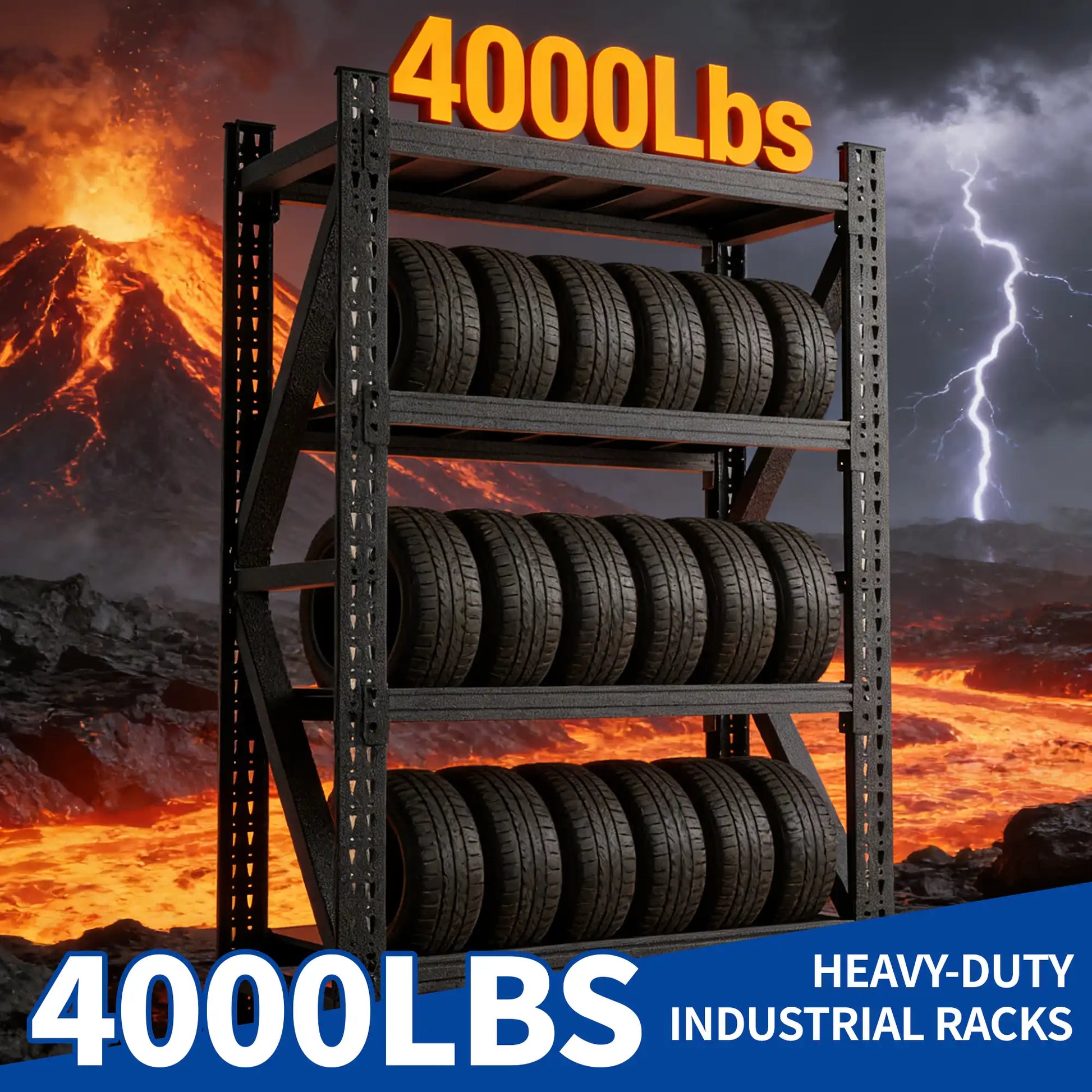 Greatmeet 69"H 4-Tier Heavy Duty Metal Shelf, 4000 LBS Capacity Adjustable Storage Racks for Garage, Warehouse