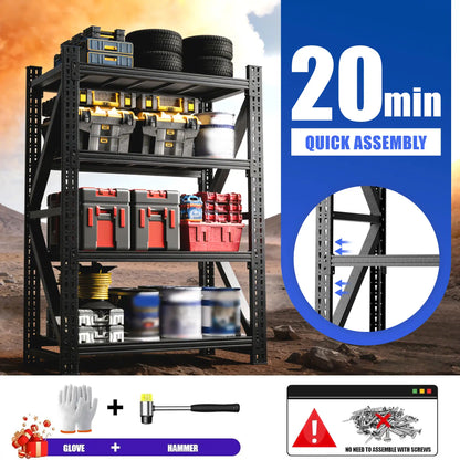Greatmeet 69"H 4-Tier Heavy Duty Metal Shelf, 4000 LBS Capacity Adjustable Storage Racks for Garage, Warehouse