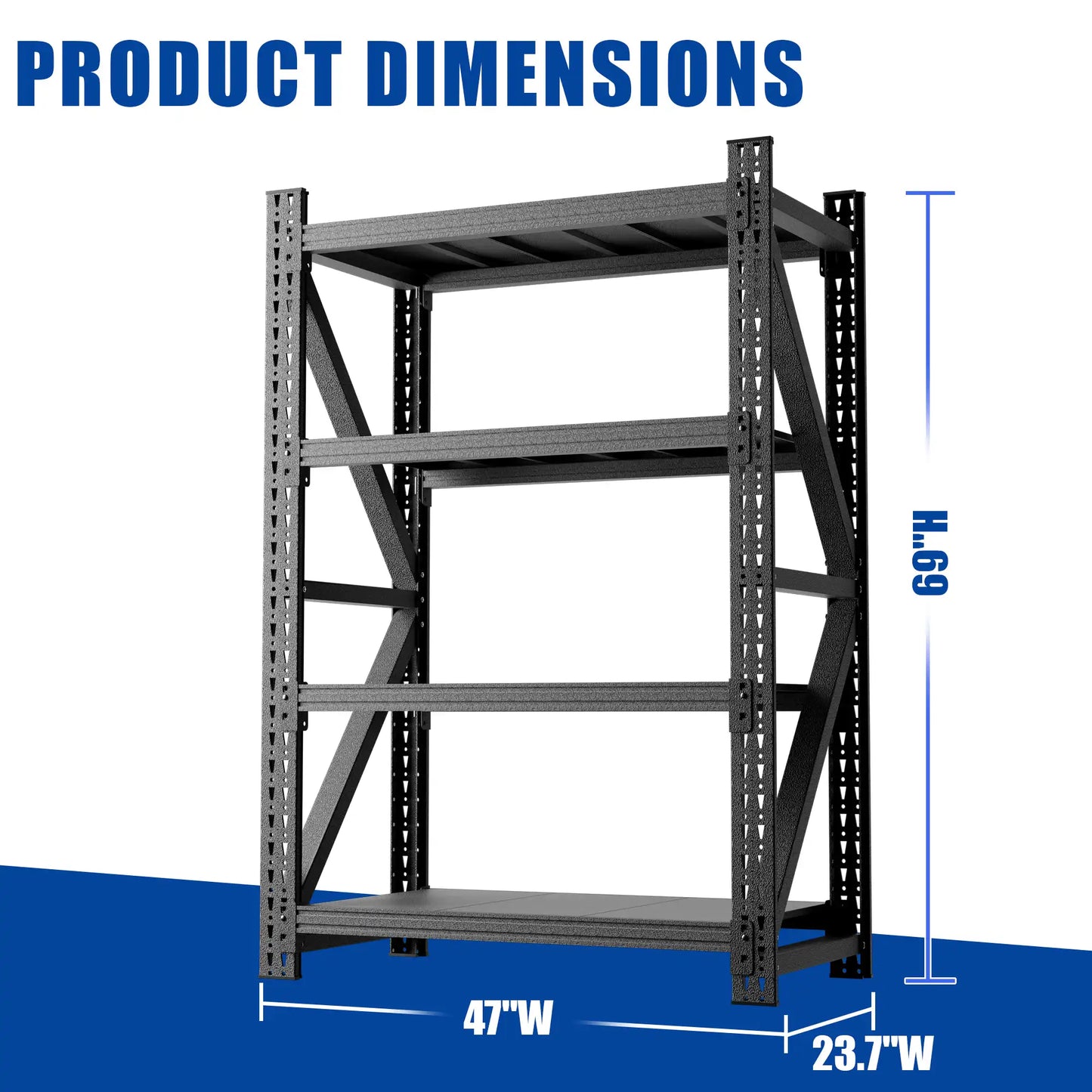 Greatmeet 69"H 4-Tier Heavy Duty Metal Shelf, 4000 LBS Capacity Adjustable Storage Racks for Garage, Warehouse