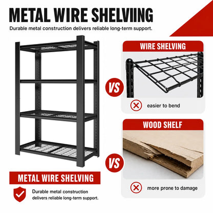 Greatmeet 60" H 4-Tier Adjustable Wire Shelving Unit, 2240 LBS Capacity Steel Storage Racks for Pantry, Garage & Home