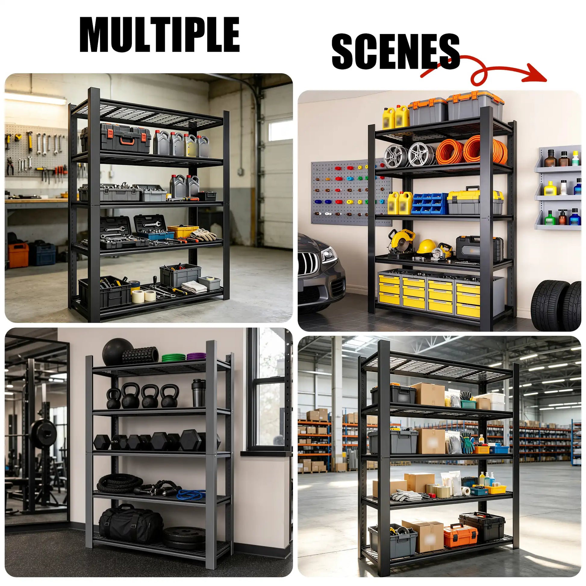 Greatmeet 78" H 5-Tier Heavy Duty Metal Wire Shelving, 3000LBS Capacity Adjustable Storage Racks for Garage & Kitchen