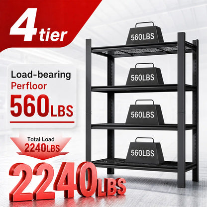 Greatmeet 60" H 4-Tier Adjustable Wire Shelving Unit, 2240 LBS Capacity Steel Storage Racks for Pantry, Garage & Home