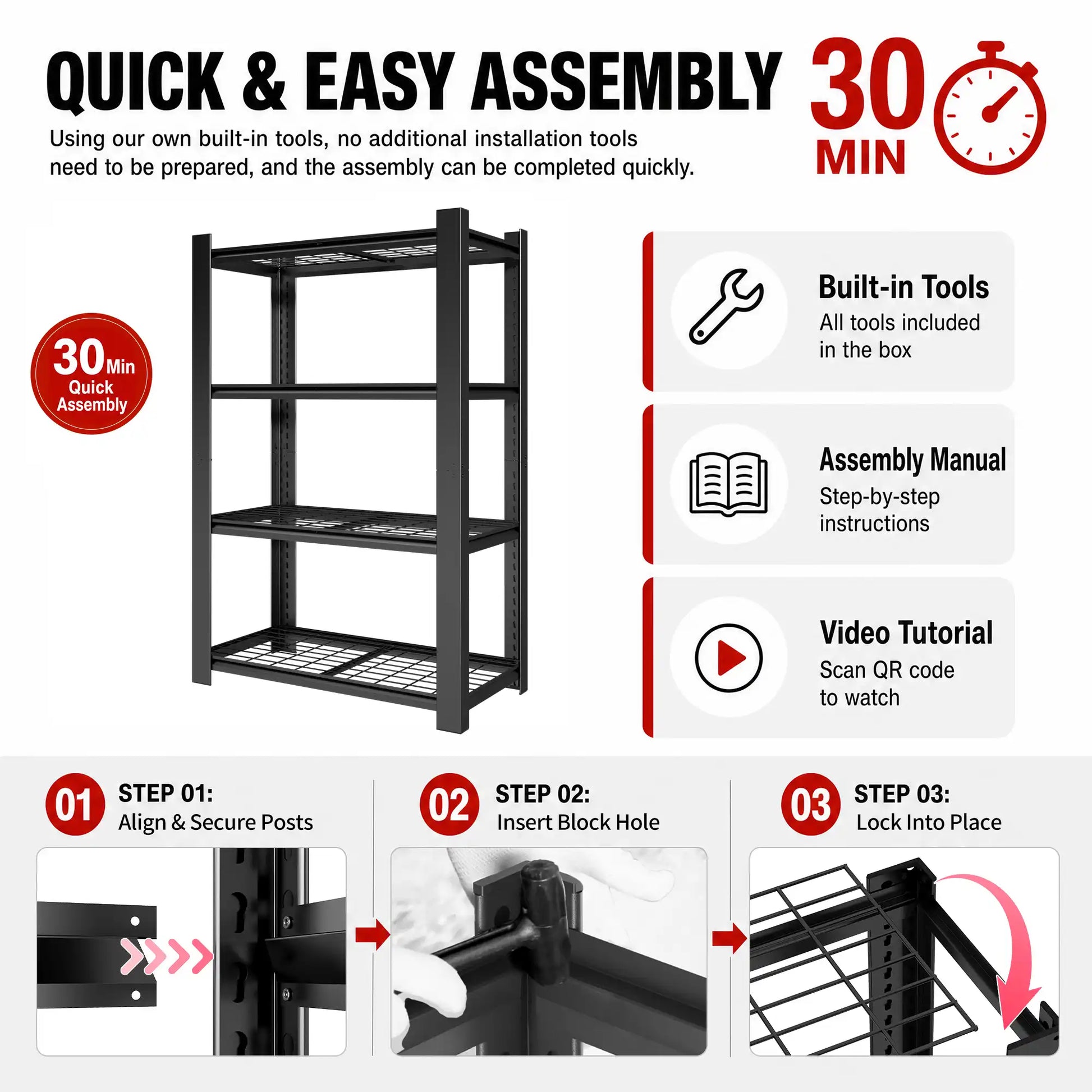 Greatmeet 60" H 4-Tier Adjustable Wire Shelving Unit, 2240 LBS Capacity Steel Storage Racks for Pantry, Garage & Home