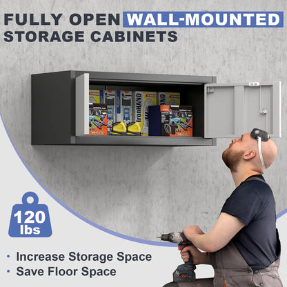 Horizontal Overhead Metal Wall Cabinet 120 LBS