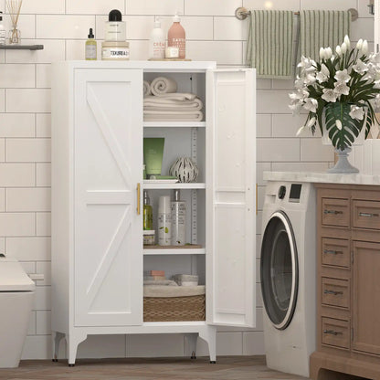 Greatmeet Metal Kitchen Pantry Storage Cabinet with 2 Doors & Adjustable Shelves, Tall Cupboard for Kitchen, Dining Room, Bathroom & Living Room