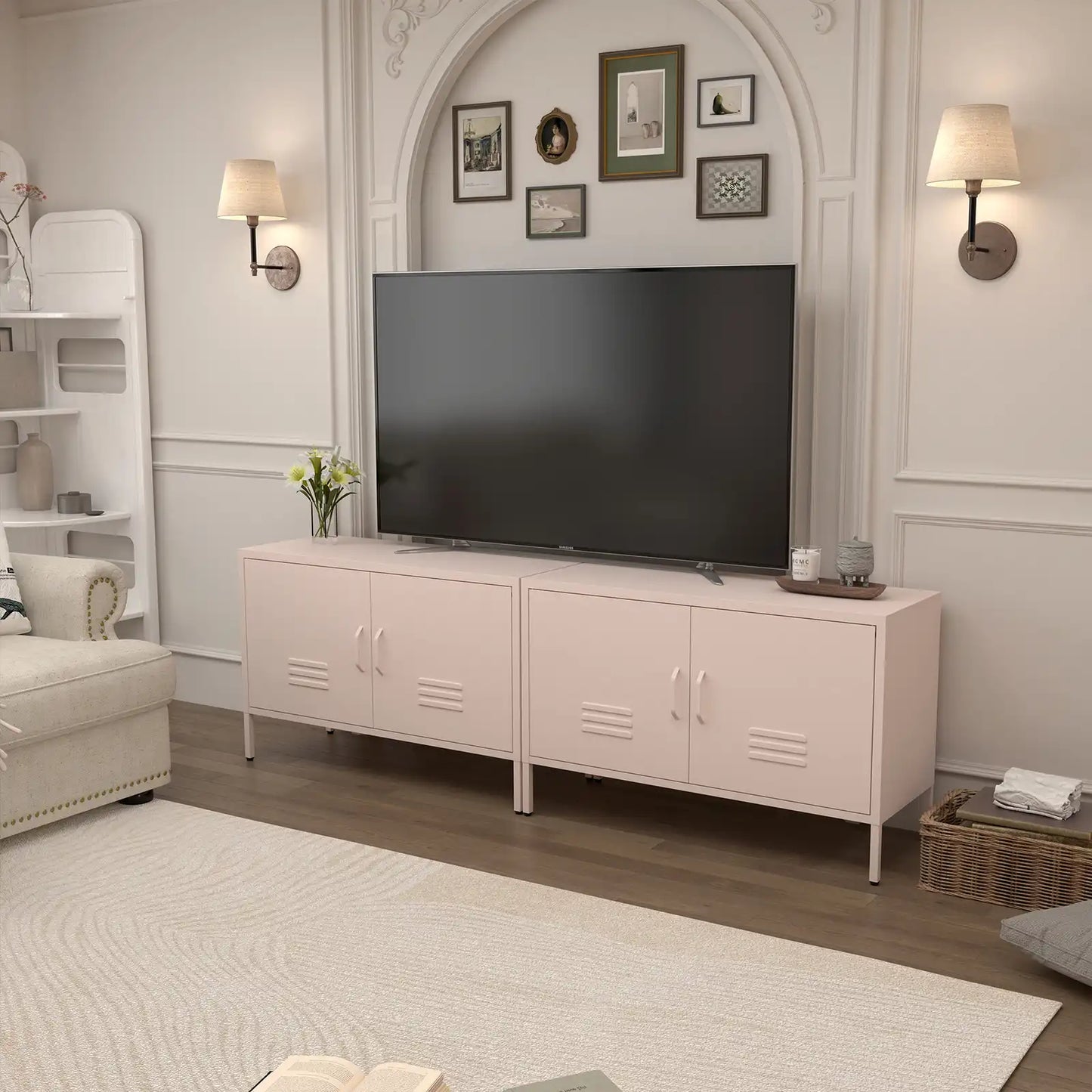 Low TV Stand Console Scene #pink