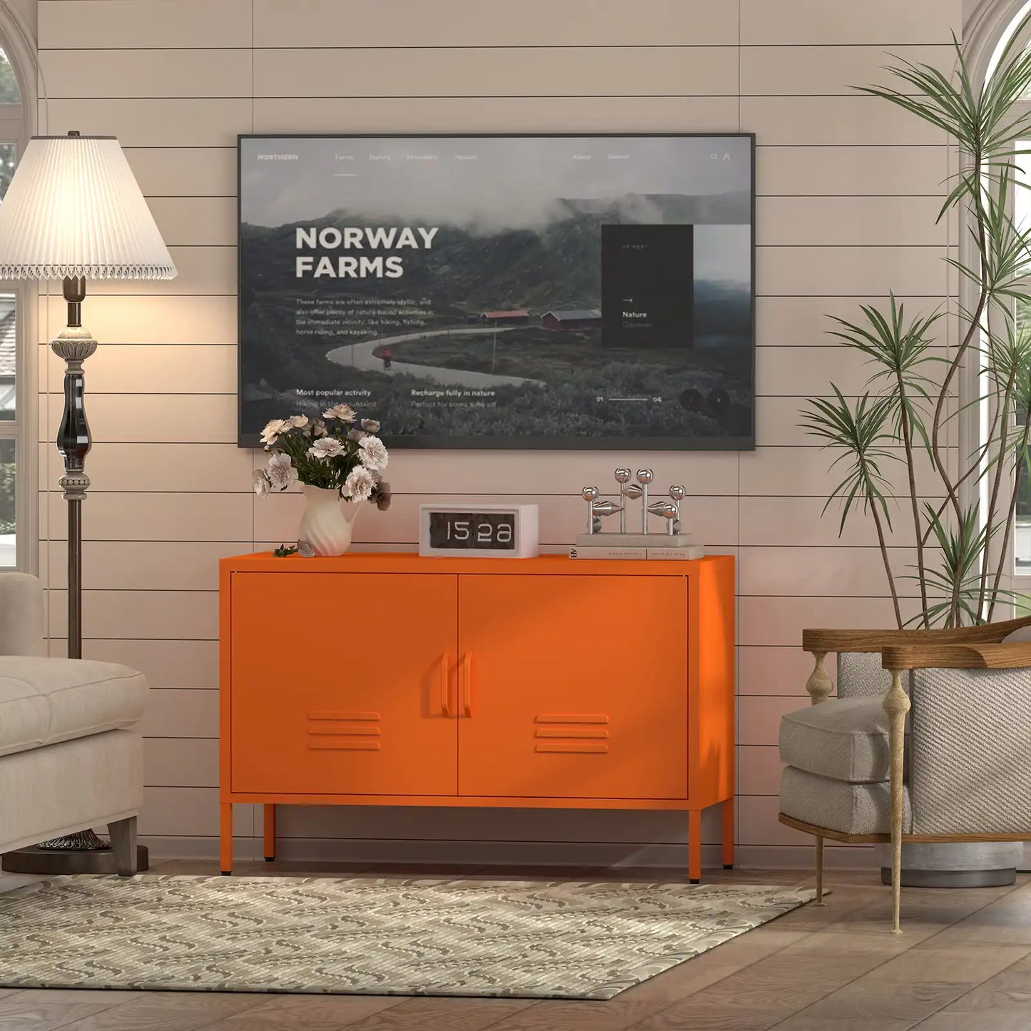 Low TV Stand Console Living Room #orange