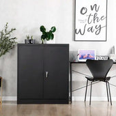 GREATMEET Metal Storage Cabinets with 2 Adjustable Shelves for Home Office with Handle Security Lock