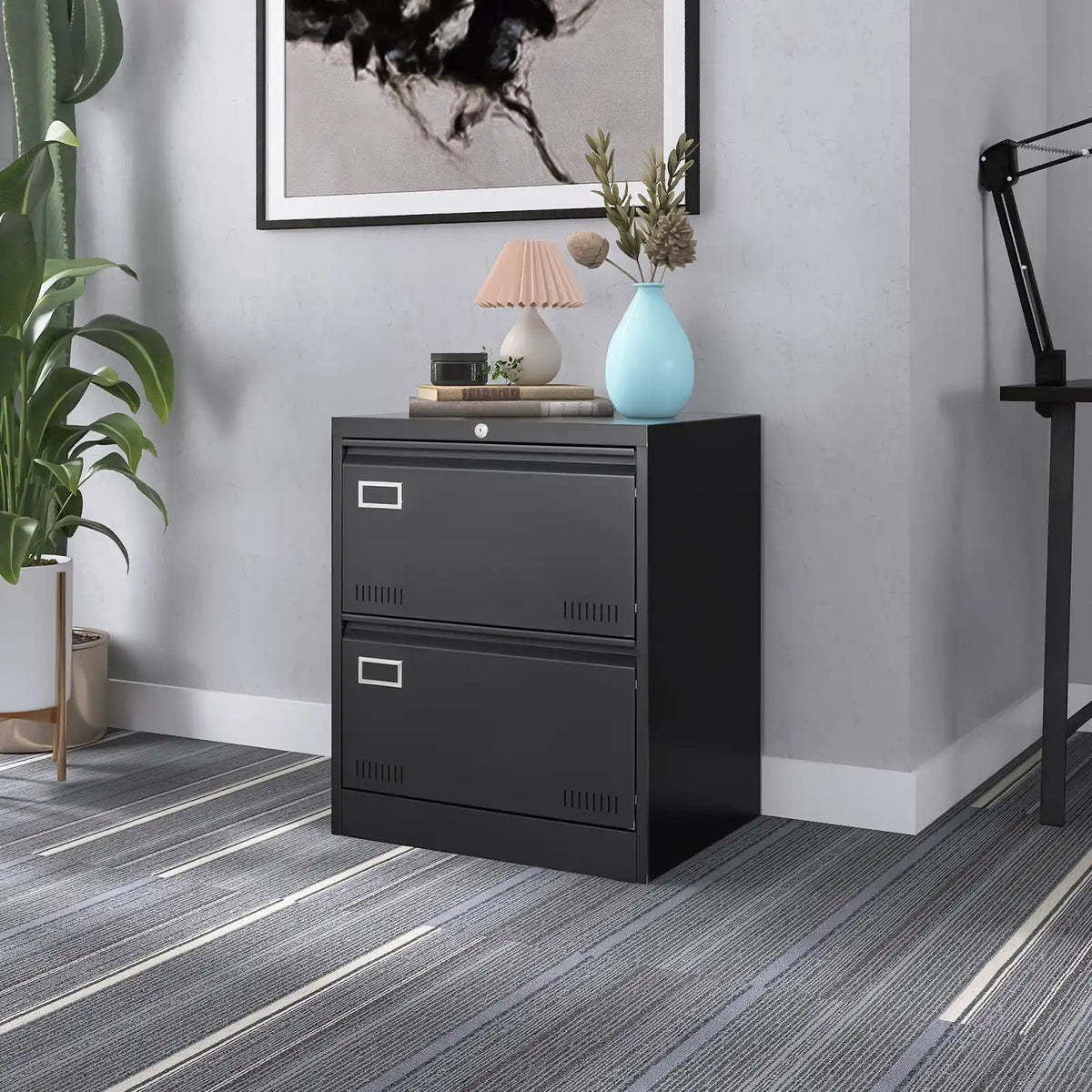 Metal Filing Cabinet with Lock 14 #black #2 drawers