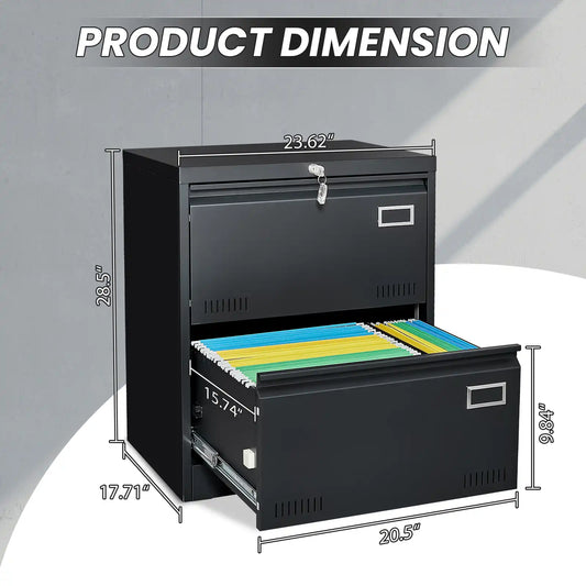 Metal Filing Cabinet with Lock 18 #black #2 drawers