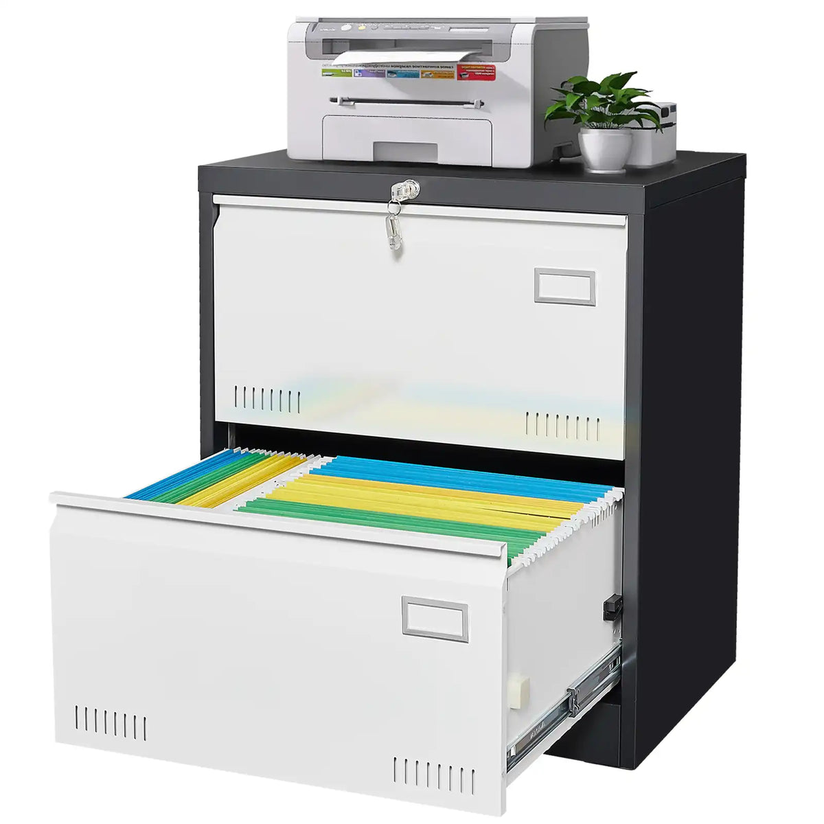 Metal Filing Cabinet with Lock 21 #black-white #2 drawers
