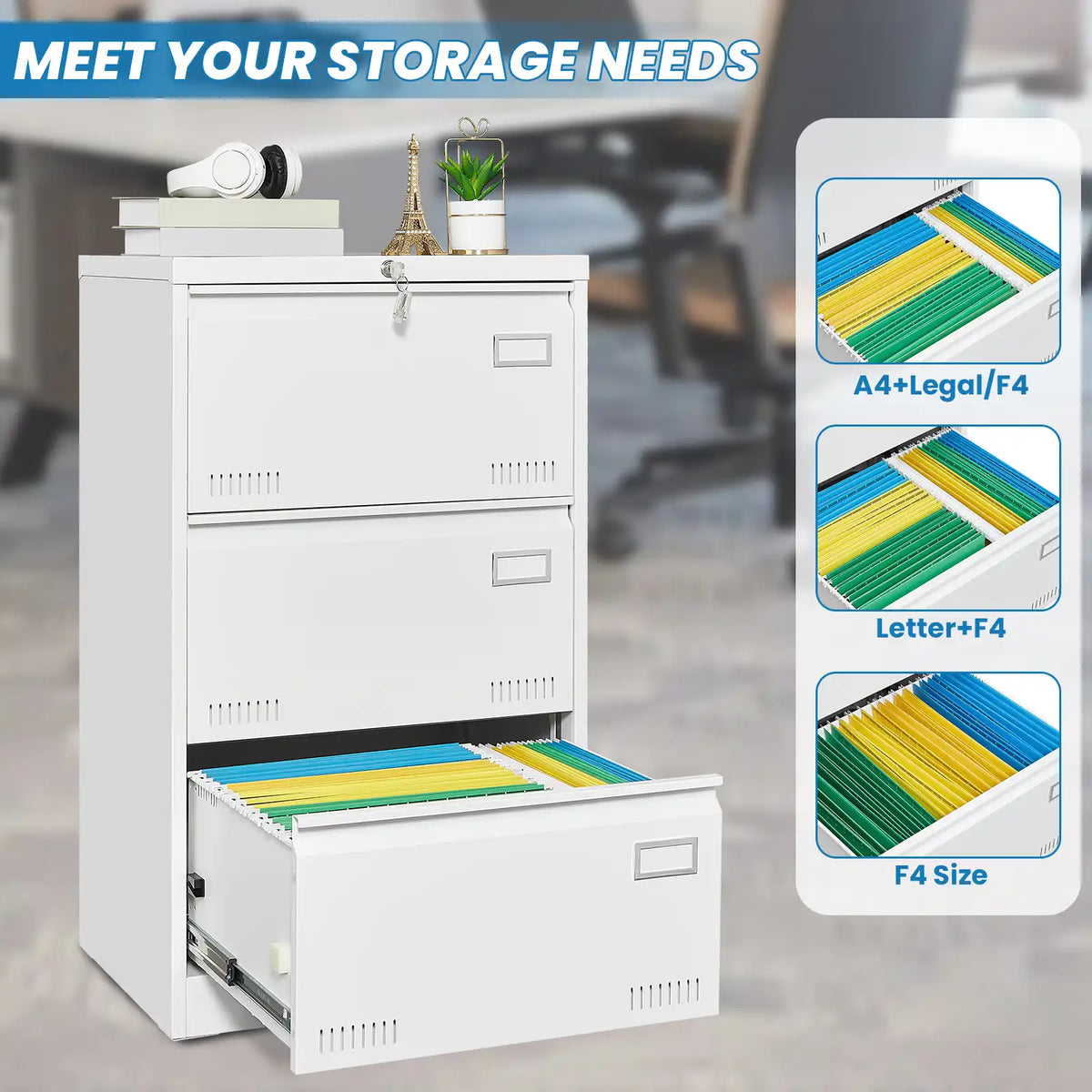 Metal Filing Cabinet with Lock 27 #white #3 drawers