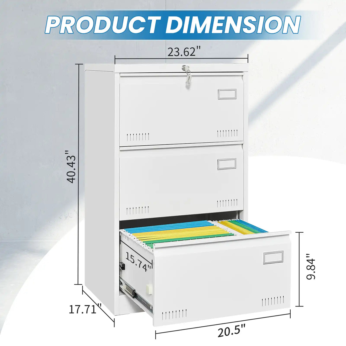 Metal Filing Cabinet with Lock 30 #white #3 drawers