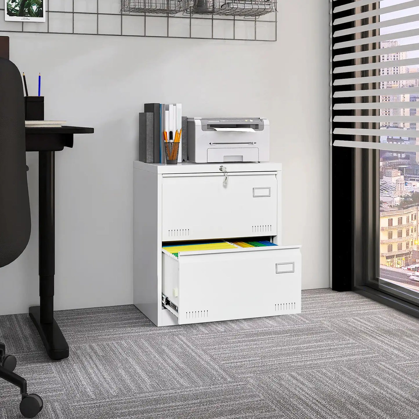 Metal Filing Cabinet with Lock 8 #white #2 drawers
