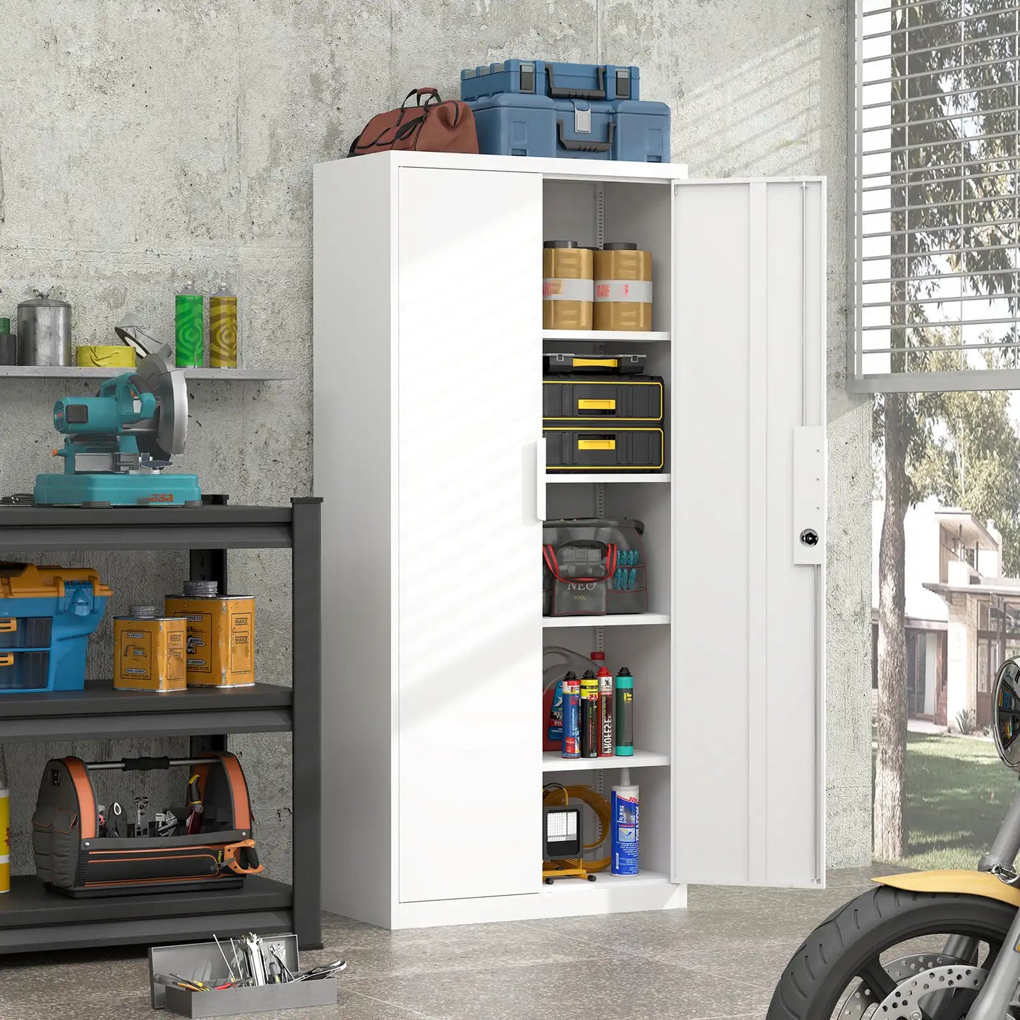 Metal Garage Cabinet with 2 Doors #white