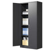 GREATMEET Metal Garage Cabinets,71" Lockable Metal Storage Cabinet with 2 Doors and 4 Adjustable Shelves,Black Steel Cabinet for Garage Office School Home Storage