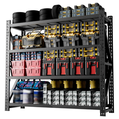 Greatmeet 79" W 4-Tier Heavy Duty Metal Industrial Shelving with Adjustable Shelves for Garage, 6000 LBS Capacity
