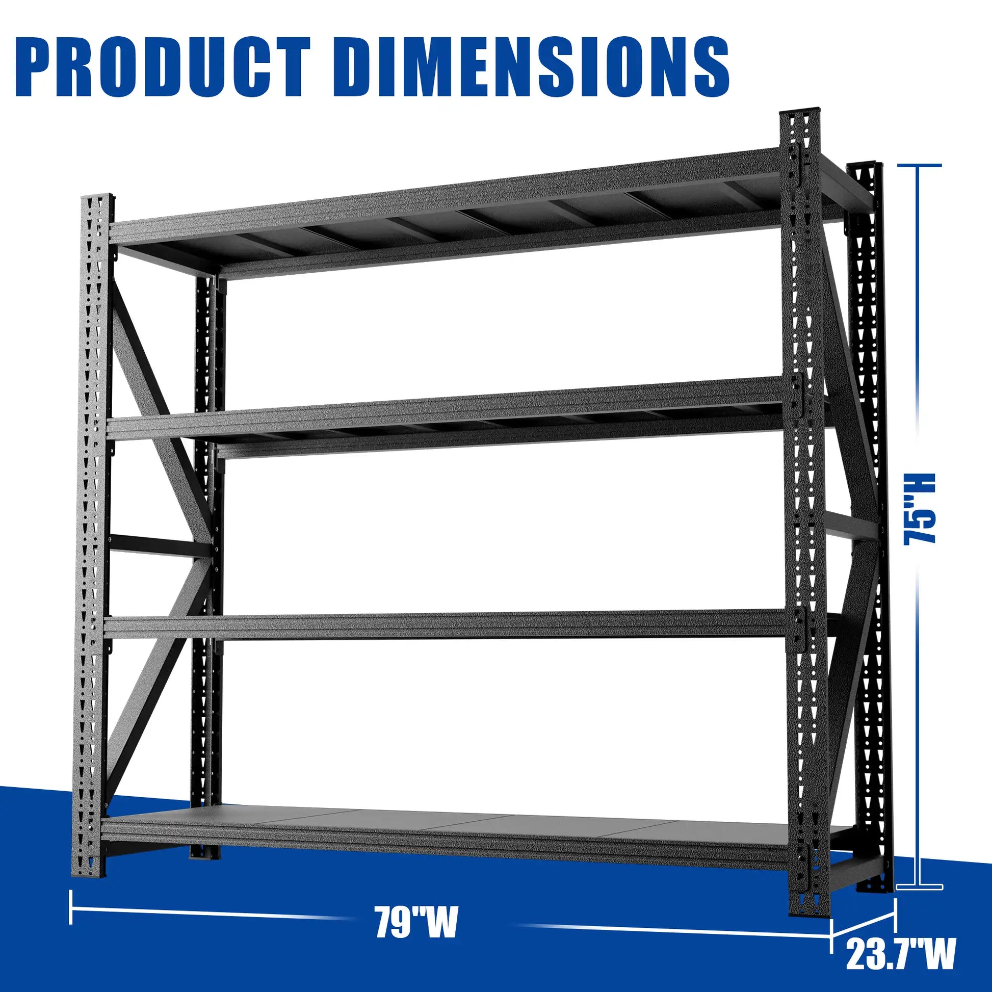 Greatmeet 79" W 4-Tier Heavy Duty Metal Industrial Shelving with Adjustable Shelves for Garage, 6000 LBS Capacity