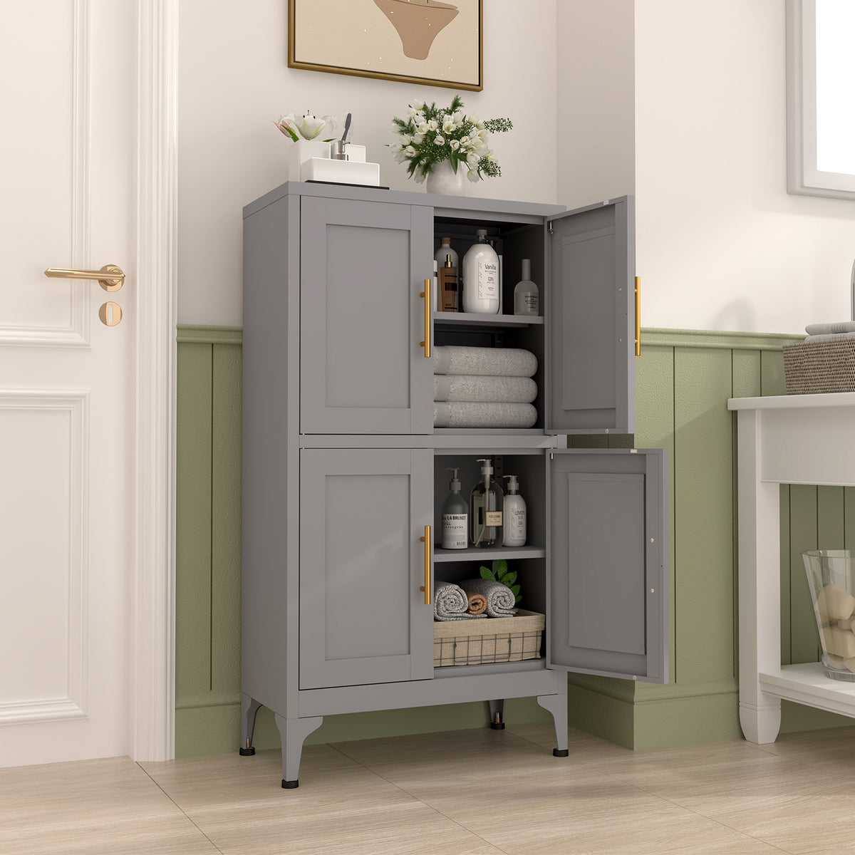 Metal Kitchen Pantry Storage Cabinet 6 #gray