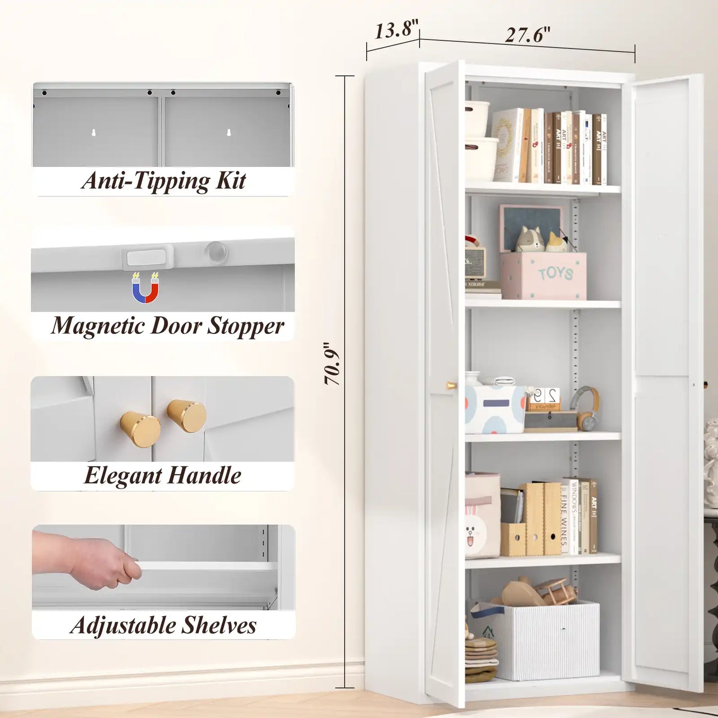 Kitchen Pantry Storage Cabinet Detail 1 #white #tall