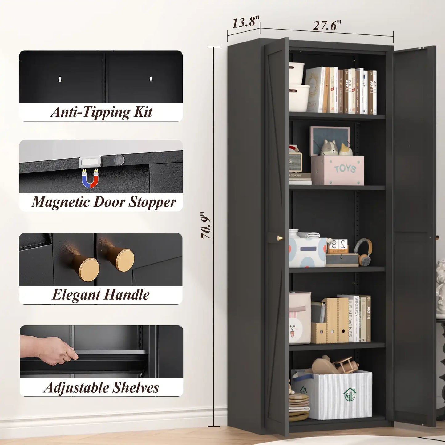Kitchen Pantry Storage Cabinet Detail #black #tall
