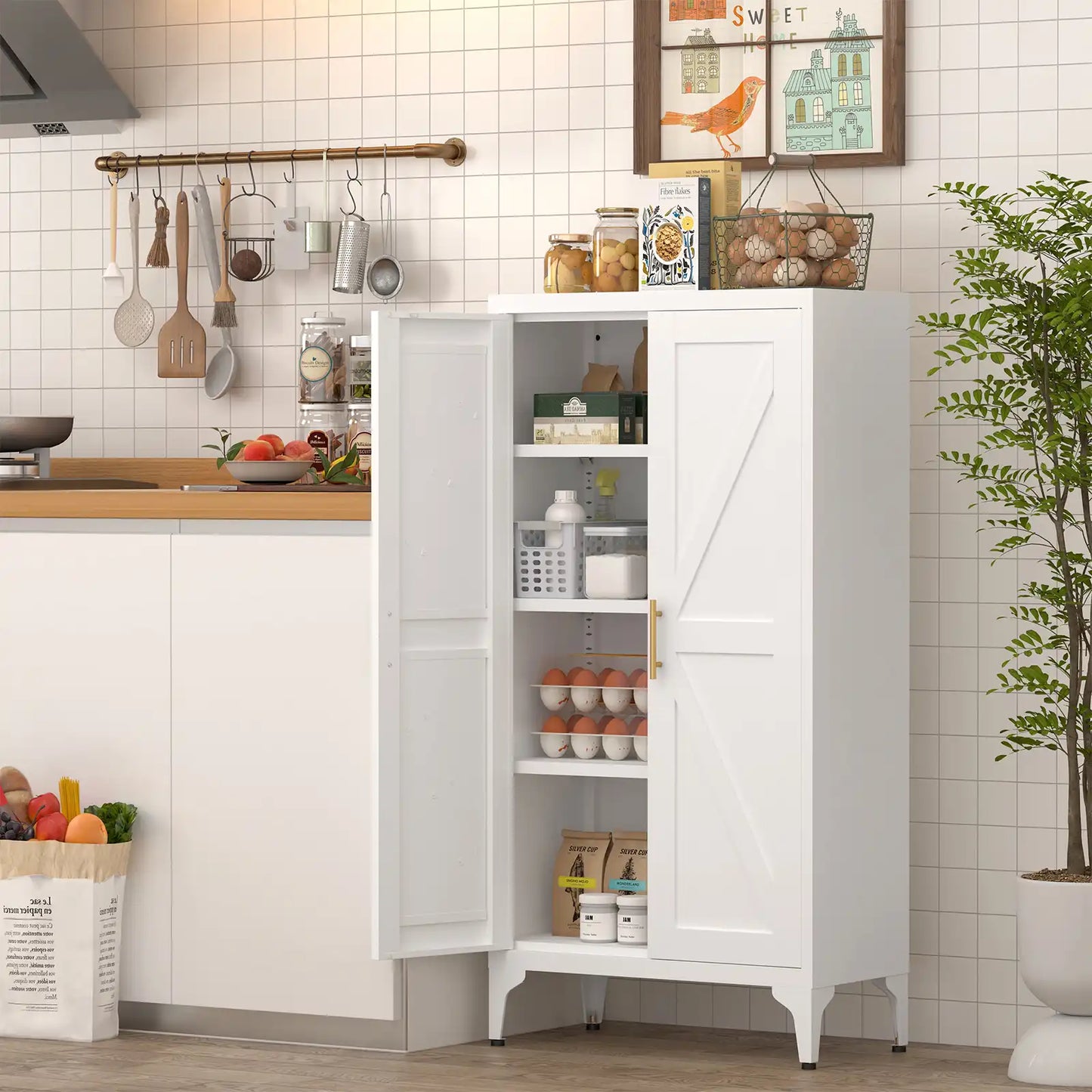 Kitchen Pantry Storage Cabinet Kitchen #white #compact