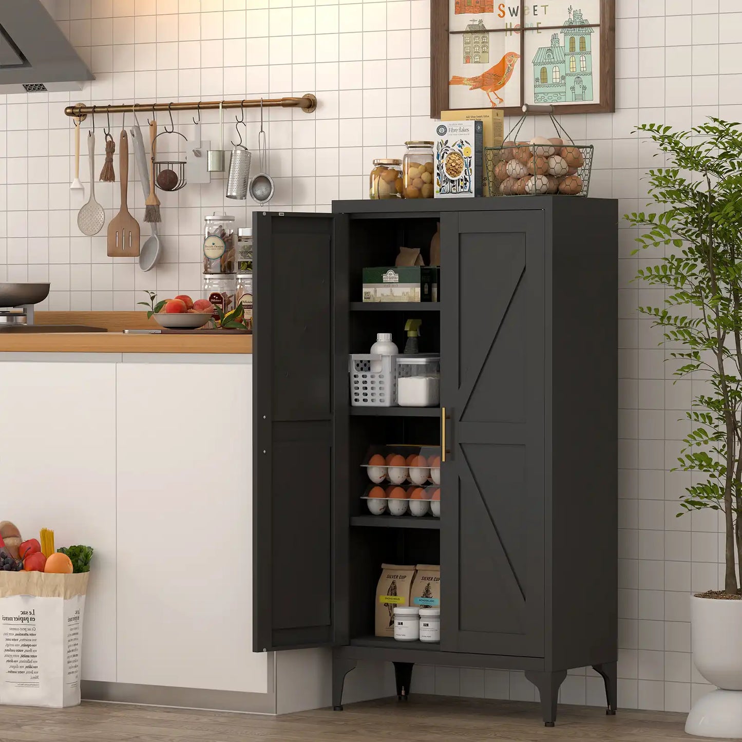 Kitchen Pantry Storage Cabinet Kitchen #black #compact