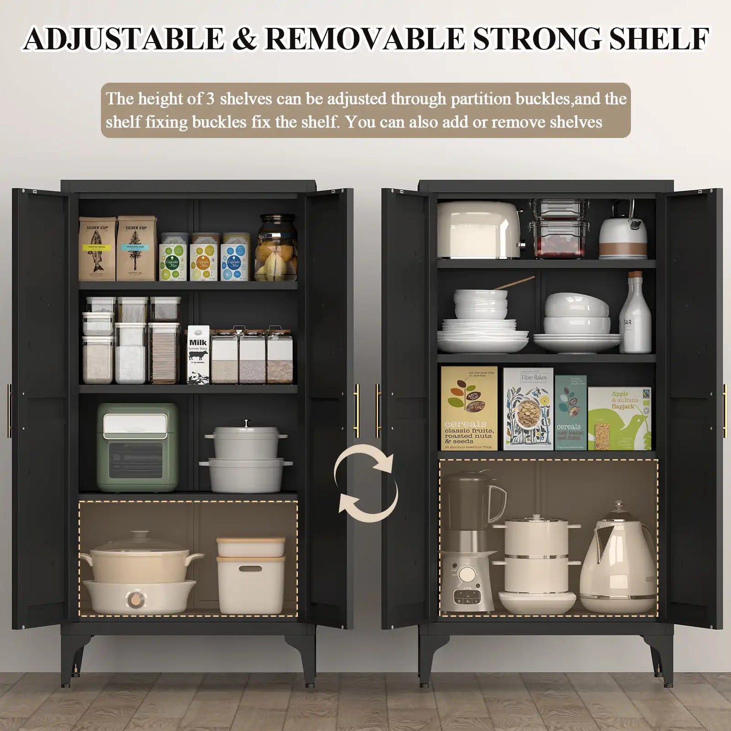 Kitchen Pantry Storage Cabinet Detail 1 #black #standard