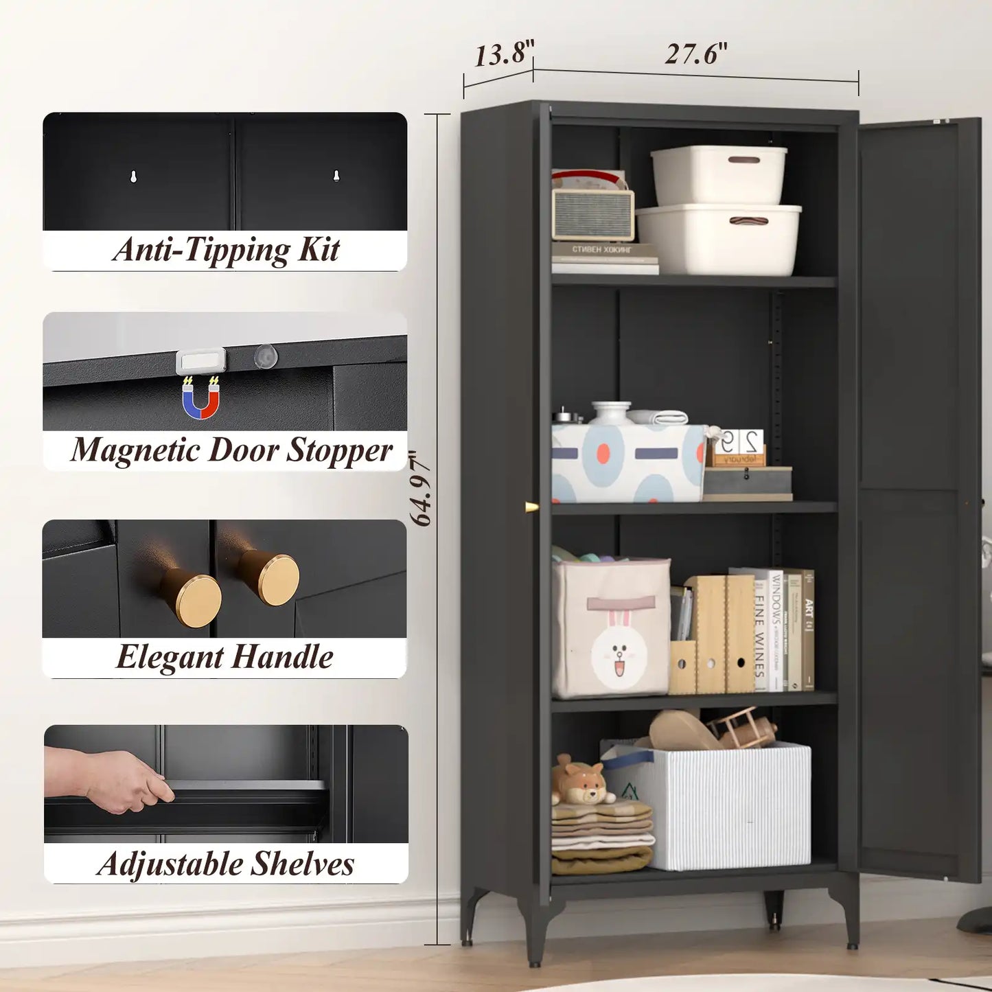 Kitchen Pantry Storage Cabinet Detail #black #standard