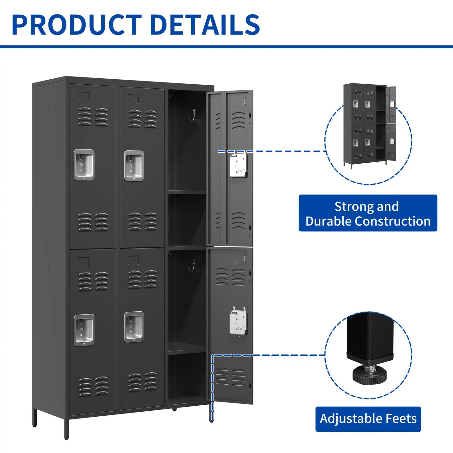 Metal Lockers for Employees School Detail #black