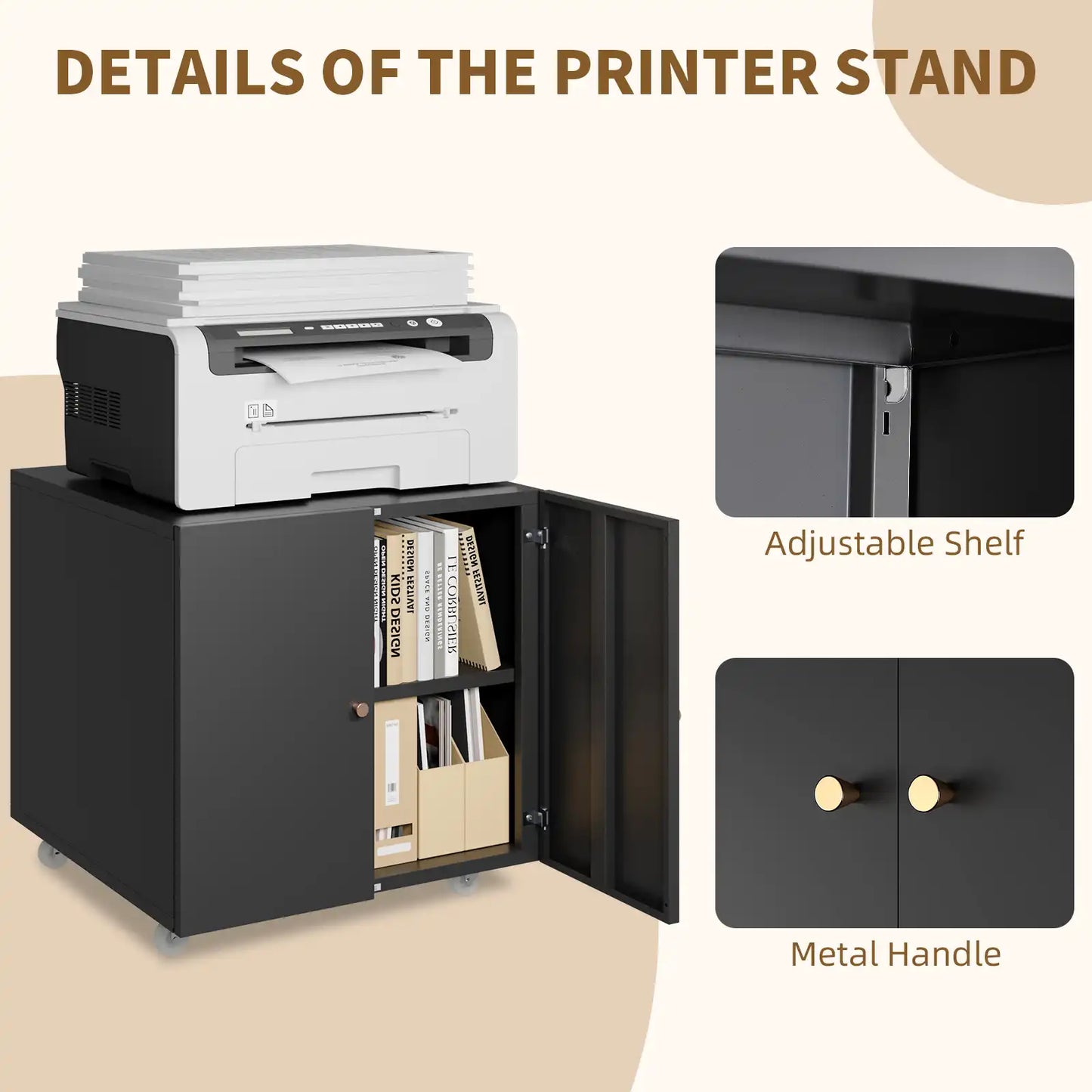Metal Mobile Printer Table 1 #black #standard
