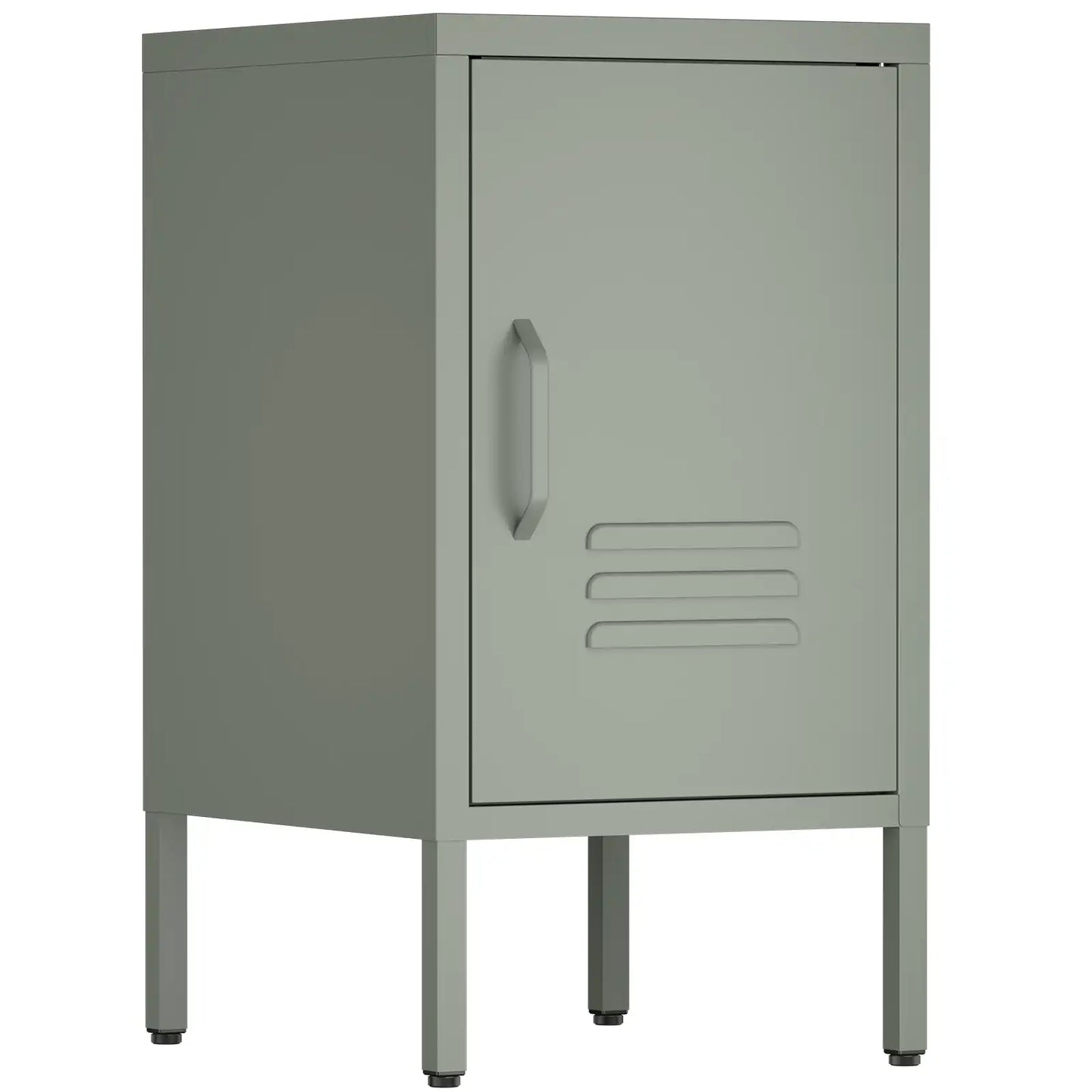 Greatmeet Metal Nightstand with Shelf, Single Door Storage Cabinet, Multifunctional Table for Bedroom, Living Room, Office