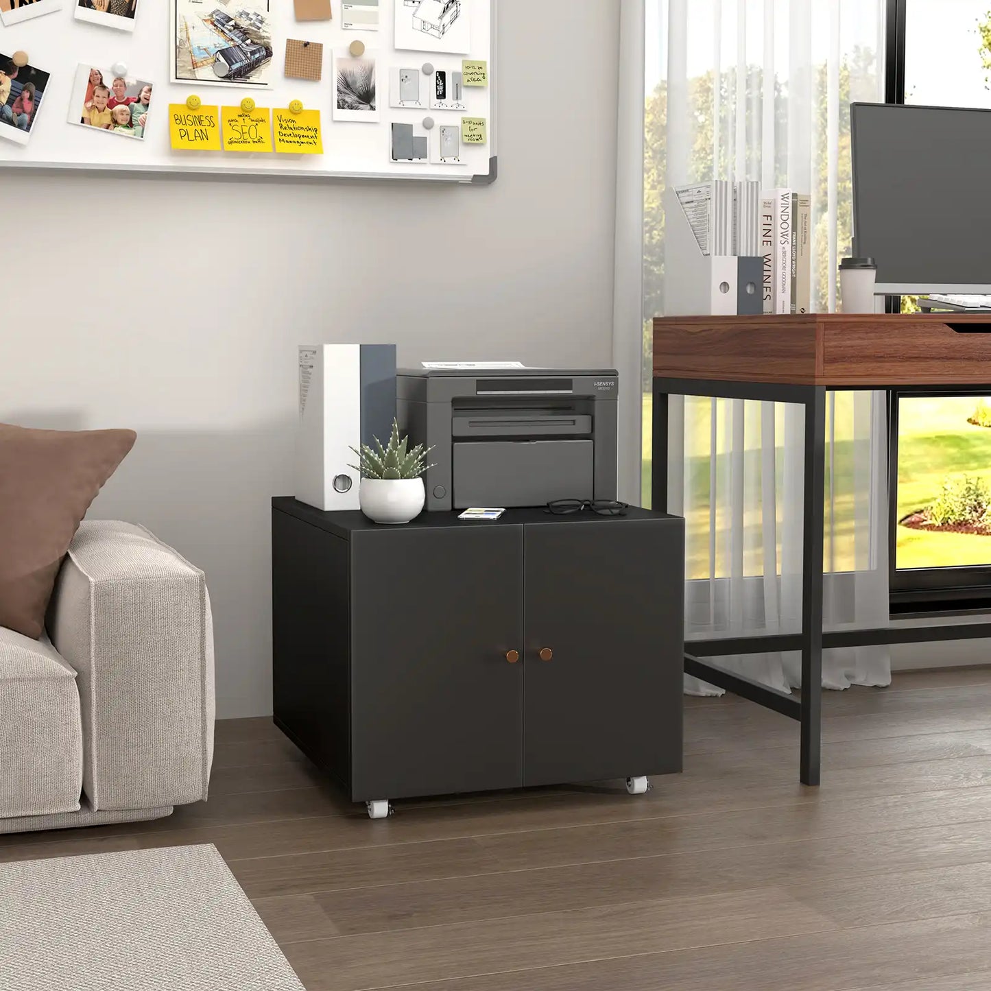 Metal Printer Stand on Wheels for Home Office 11 #black #compact