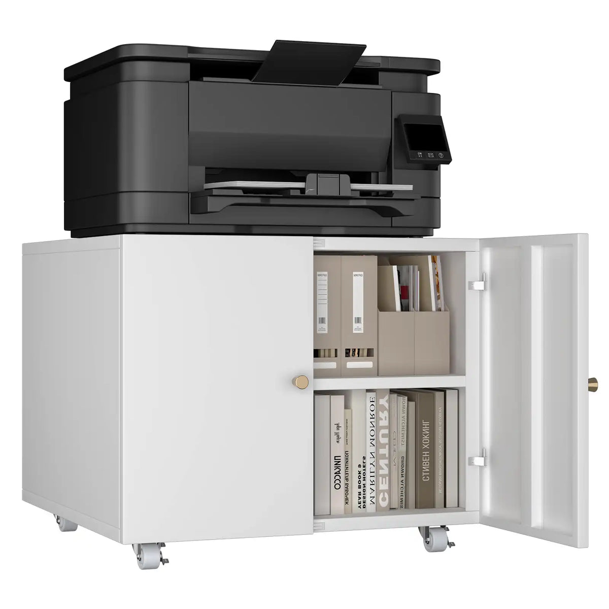 Metal Printer Stand on Wheels for Home Office 5 #white #compact