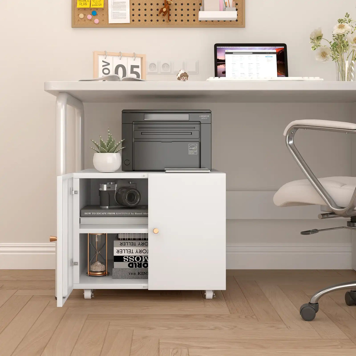 Metal Printer Stand on Wheels for Home Office 6