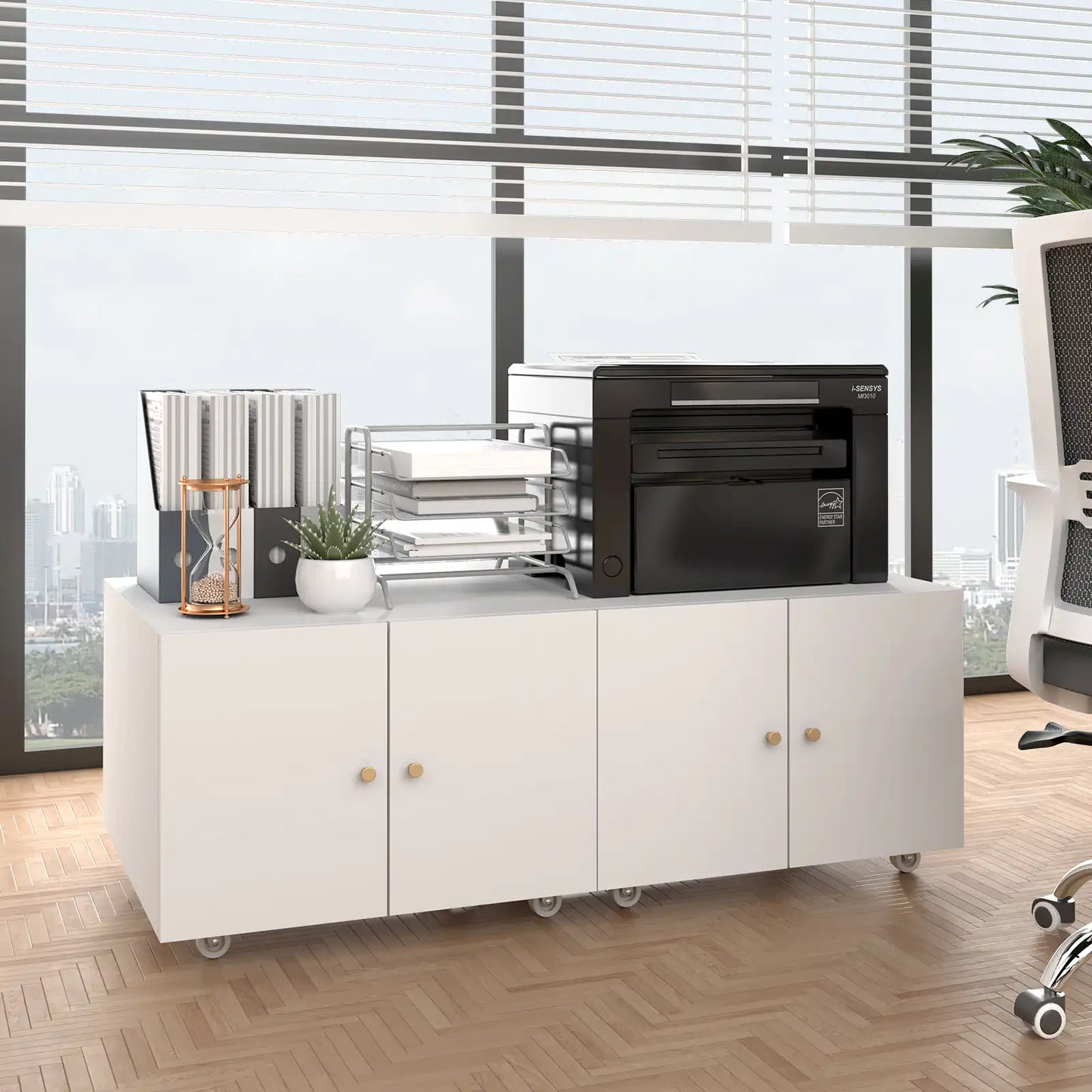 Metal Printer Stand on Wheels for Home Office 7 #white #compact