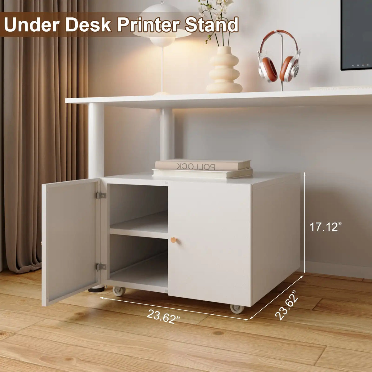 Metal Printer Stand on Wheels for Home Office 8